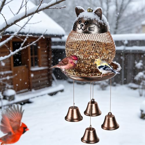 LBTING Wild Bird Feeder, Wind Chimes, Cute Cat-Shaped Style | Metal, Decoration, For Hanging Outdoor Garden Yard - style: Cat-Shaped Wind Chimes