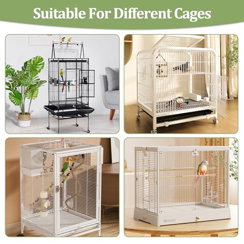 Bird Cage Cover,Bird Cage Seed Catcher,Durable Airy Nylon Mesh Net, Adjustable Birdcage Cover Skirt Seed Guard for Parrot Cockatiel Parakeet Pigeon Big Round Square Cages(White) - color: White