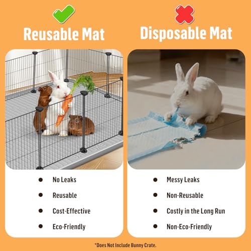 Silicone Pet Cage Liner Mat, 40” x28” Small Animals Floor Bed Mat Washable & Reusable Rabbit Playpen Mat, Pet Training Pads for Rabbits Guinea Pigs Bunny Hamster Cats Dogs