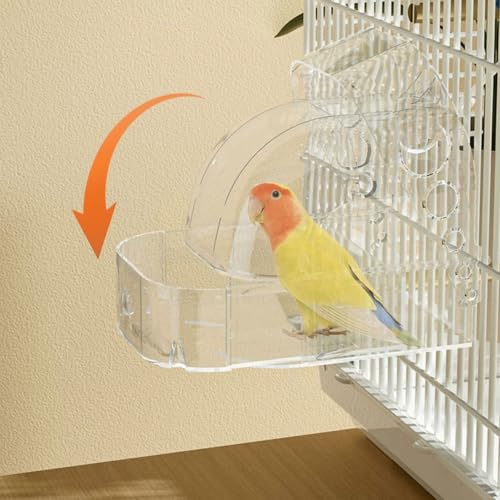 Bird Bath for Cage - Parakeets, Canaries & Finches(Transparent) | 6.1x5.1x6" versatile box for bathing, feeding, water, and hatching. Perfect size for lovebirds and other small pet birds - color: white
