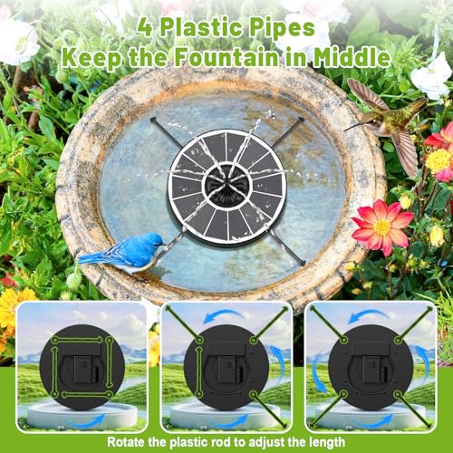 Solar Fountain with 3 Spray Height, Works in Shade, 3.5W Glass Solar Bird Bath Fountains with 2000mAh Battery and 4 Rotating Rods, 7 Nozzles, Outdoor Water Fountain Pump for Garden, Pool, Pond - color: White