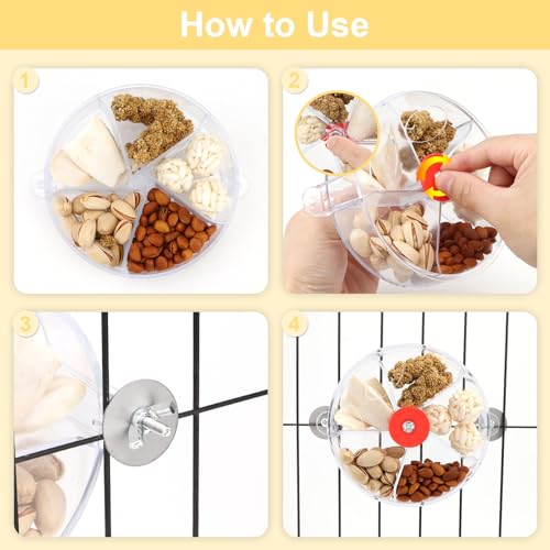 Bird Creative Foraging System Wheel Seed Food Ball Rotate Training Toy for Small and Medium Parrots Parakeet Cockatiel Conure (Clear) - color: Clear