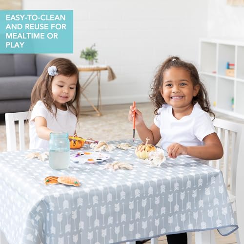 Bumkins Baby Splat Mat for Under High Chair, Babies Toddlers Eating Mess Mat, Waterproof Reusable Cloth for Arts and Crafts, Playtime Mat for Kids, Floors or Tables, Fabric 42inx42in, Gray Arrows - color: A5 Gray Arrows