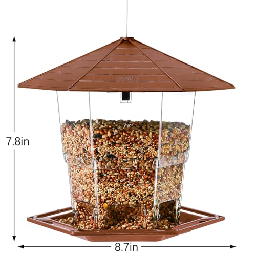 Jealoeur Bird Feeders for Outdoors Hanging Bird Feeder Wild Birds Seed, Brown - color: Brown