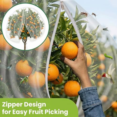 SATINIOR 2 Pcs 15x15ft Large Fruit Tree Netting with Double Zipper Drawstring Bird Netting Fruit Tree Covers Garden Plant for Squirrels Birds Deer Bugs Cherry Blueberry Peach Apple Trees - size: 15x15ft