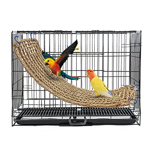 20.5 x 7.9 Inches Bird Seagrass Mat, Natural Seagrass Woven Bird Net Hammock Mat, Cage Accessories, Climbing Rope Ladder Chew Toys for Parrots Cockatoos Lovebird Cockatiel Budgie Hamster Parakeet - size: 20.5 x 7.9 Inch