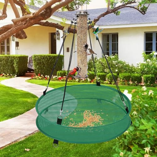 2Pcs Bird Seed Catcher Tray for Hanging Bird Feeder Platform, 4" Deep Birdseed Hoop for Hummingbird Feeders Bee Feeder Outdoor Garden Accessories (Green, 20inch)