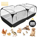 Jhua Pet Playpen for Small Animals, Large Portable Chicken Run 73"x37"x25" with Detachable Bottom and Cover, Foldable Chicken Coop Indoor Outdoor Pet Pen for Chicken Duck Puppy Cat Rabbit