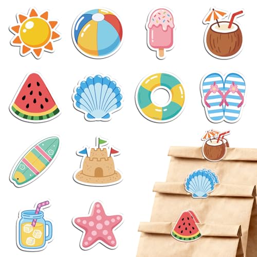 MAYJOYDIY 24Pcs 12 Styles Summer Beach Bag Clips Sun Watermelon Seashell Bag Sealer Sealing Closures Cute Starfish Acrylic Chip Clips Funny Home Office Holders for Bread Snack Storage Desk Decor - style: Summer Beach
