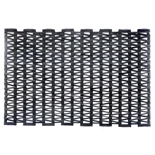 Durite Outdoor Door Mat, Recycled Tire-Link Welcome Rubber Patio or Entrance Front Door Mat, 17" x 25", Heavy Duty, Long Lasting, Durable, Sturdy, Easy to Clean, Herringbone Weave, Black