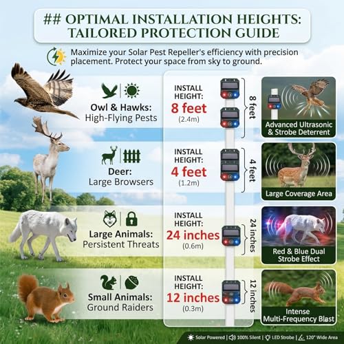 4 Packs Solar Nocturnal Animal Repeller,Ultrasonic Coyote Deterrent Outdoor for Yard Farm,Predator Lights with Red&Blue for Bird,Effective Deer Repellent Outdoor for Chicken Coop