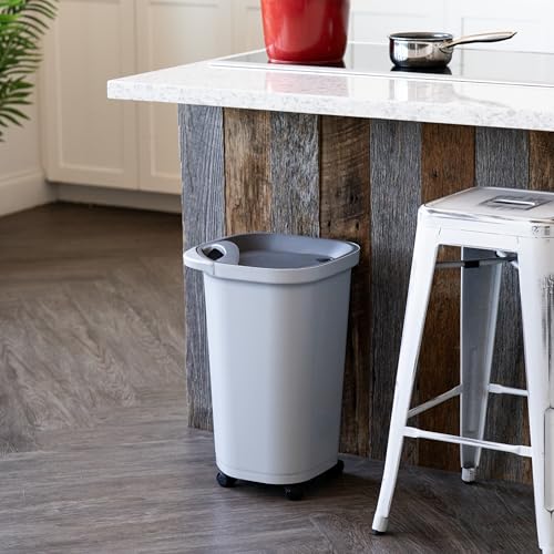IRIS USA Dog Food Storage Container, Up to 25 lbs, Gray/Dark Gray | Made in USA, Comes with Wheels & 2-Cup Scoop, Airtight Seal, BPA-Free, Bird Seed, Cat food, Cat Litter, Treats, Pellets - color: Gray/Dark Gray, size: 25 lbs