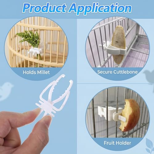 6Pcs Bird Cage Food Holder, Millet Holder for Birds Cages, Parrot Fruit Vegetable Clips Bird Cage Feeder Clip for Budgie Parakeet Cockatoo Macaw Cockatiel Conure