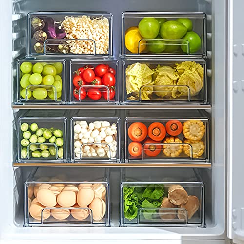 MANO 2Pack Clear Fridge Drawers Pull Out Stackable Refrigerator Drawer Organizer Bins Pantry Storage Box Plastic Food Containers for Kitchen Bathroom Office Closet (2pack Large) - style: 2pack-L-NEW