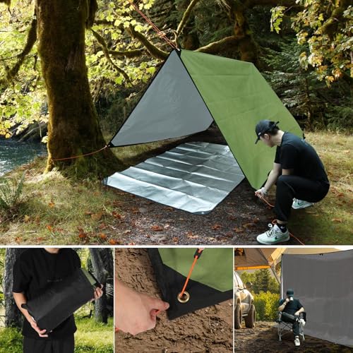2-Pack Heavy Duty Survival Blanket, Waterproof Emergency Thermal Tarp, Multipurpose Reflective Insulated All Weather Blankets for Camping Hiking, Green,11.8 x 8.5 ft - color: 2-pack Green 142"x102"