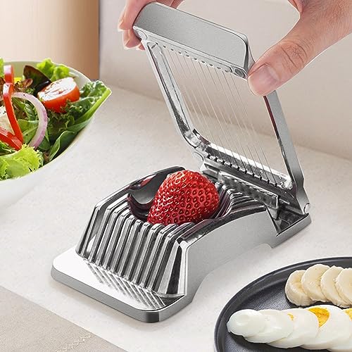 Egg Slicer, Aluminum Cutter with Stainless Steel Wires | Even slicer for hard boiled eggs, strawberries, mushrooms and other soft foods for salads, sandwiches and meal prep