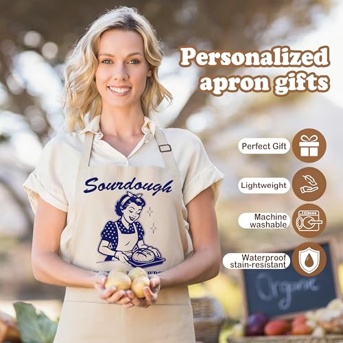 Sourdough Apron for Women with Deep Pockets - Funny Bakers Apron, Unique Sourdough Gifts for Women & Bread Bakers, Adjustable Kitchen Apron for Mom, Mother’s Day Baking Gift - B21 - color: Sourdough Because Murder is Wrong 2