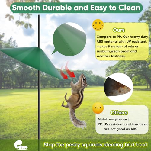 24-inch Large Squirrel Baffles for Bird Feeders Pole | Squirrel Proof Bird Feeders for Outdoor Hanging, Bird House Guard for Shepherd’s Hook, Two Way Use, Green Color - color: Green
