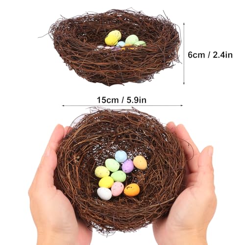 15 PCS 5.9 Inch Artificial Bird Nest for Crafts, Handicraft Rattan Bird's Nest, Small Bird Nest, Bird Nest Decorating Kit for Holiday, Table, Garden, DIY Terrarium Decor - size: 15 PCS 5.9 Inch
