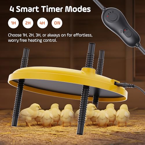 Heat Plate for Chicks, 35W Brooder Plate for Chicks, 12''x12'' Adjustable 3 Levels Temperature Supports a Timer Function - color: Yellow