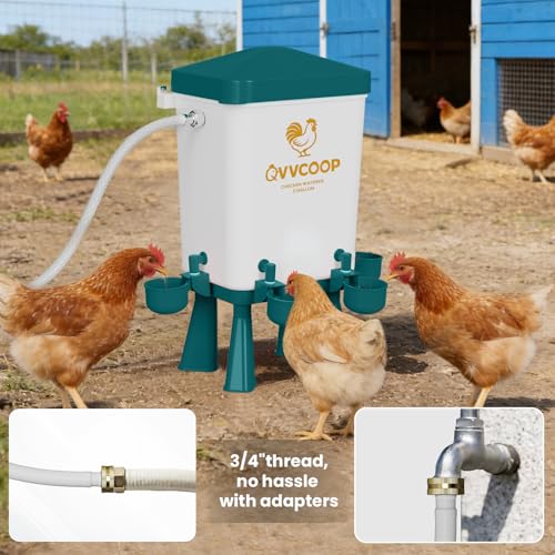 3 Gallon Automatic Chicken Waterer with Float Valve, Water Contatiner Cup Dispenser for Chicken, Float Controlled Poultry Drinking Supplies, Standing/Hang Use, 3 Gallon, Blue - color: Blue