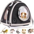 Guinea Pig Travel Carrier Cage, Portable Carry Bag for Two (2) Pigs, Reptile Bearded Dragon Lizard Carrier Bag for Small Animals Hamster Hedgehog Bird Bunny Kitten (Black, Typical Oxford)