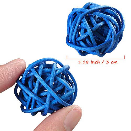 Sumind 80 Pieces Parrot Toy 1.2 Inch Wicker Rattan Balls Wooden Blocks Bird Chewing Toys Mini Wood Chips Pet Parrot Cage Accessories for DIY Playing Chewing Shredding Mixed Bird Toys, Random Color - style: Rattan Balls