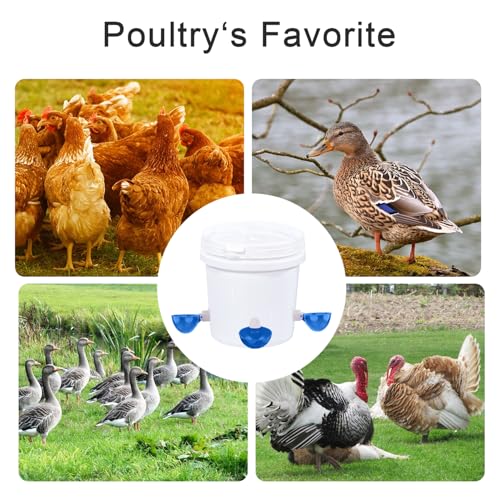 Chicken Waterer Cups, 8 Packs Blue Large Chicken Watering Cups | Automatic Chicken Water Cups, Tee Fittings Poultry Feeder Cups Suitable for Chicken, Duck, Turkey with Mounting Hole Opener - color: blue