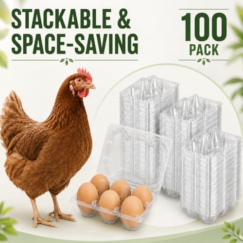 Pintuson 100 Pack Egg Cartons 6 Count - Medium Egg Cartons Cheap Bulk - Half Dozen Egg Carton for Farmers Market, Kitchen Organization and Storage - color: Medium-100PK-6CT