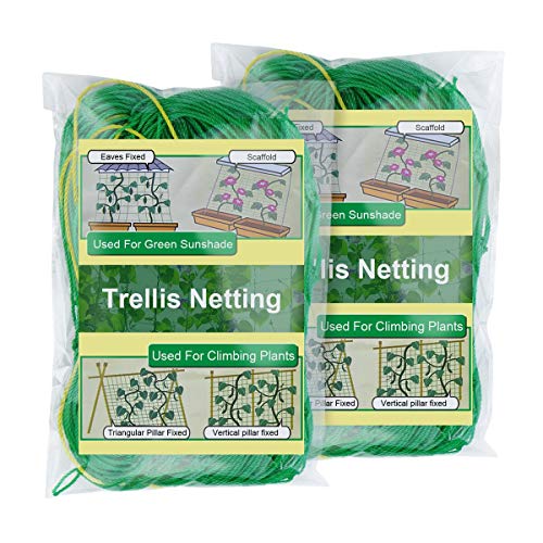 Pack of 2 Cucumber Tomato Trellis Netting, Heavy Duty Garden Netting for Climbing Plants Support, Pea, Grape, Bean, Fruit, Vegetables - 4" Mesh Size, 6Ft x 9Ft - size: 6Ft*9Ft