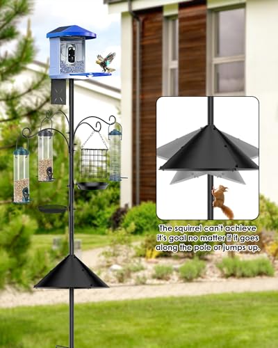Bird Feeder Pole Squirrel Proof, 92 Inch Heavy Duty Bird Feeder Pole for Outdoor Metal Pole Birds Feeding Station for Wild Birds Watching Attracting (BirdsHouse Not Included)