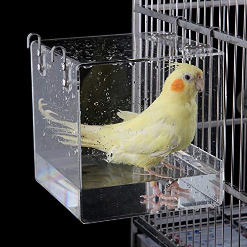 Big Hanging Bird Bath Cage, Cleaning Pet Supplies Cockatiel Bird Bathtub | for Birds Lovebirds Cockatiels Canaries Sun Conures for Most Birdcage - size: 6.3"L x 6.3"W x 6.3"H