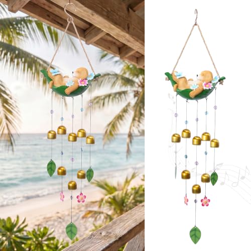 Dog Wind Chime for Outside, Resin Wind Bells for Garden Decor | 29" Wind Chimes Outdoor with Resin Dog Statues and 8 Metal Bells, Soothing Tone Wind Bell Chimes, Housewarming Gifts - size: Dog