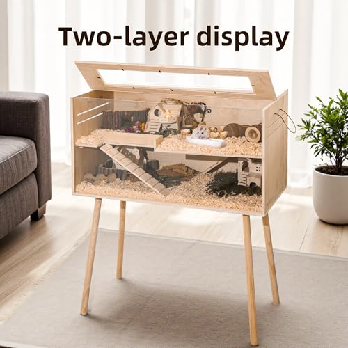 Pine Small Animals Houses&Habitats Chewproof, 40" Pine Guinea Pig Cage Hamster Cage for Small Animals (40" Large, High-Legged Stick) - size: 40.0"L x 20.0"W x 20.0"H