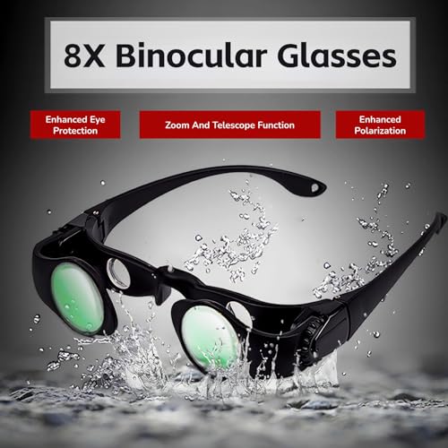 Fishing Binoculars, 8X Magnification HD Optical Lens Portable Binocular Glasses Telescope for Fishing Bird Watching Sports Concerts Theater, Polarized Lenses