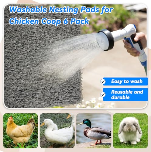 6 Pcs Chickens Nesting Box Pads -12×12",Washable Chickens Nesting Pads Artificial Grass Rug Reusable Hens Nest Boxes Pad Chicken Coop Bedding for Laying Eggs (Grey) - color: 【Grey】