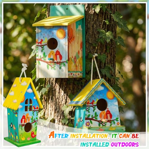 Liliful 4 Pack Bird House Kits for Kids, Wooden DIY Birdhouse Kit to Build and Paint, Birdhouse Craft Kit, Classroom Arts and Crafts Gift for Kids Ages 4-8 8-12 Boys Girls (Holiday Style) - color: Holiday Style