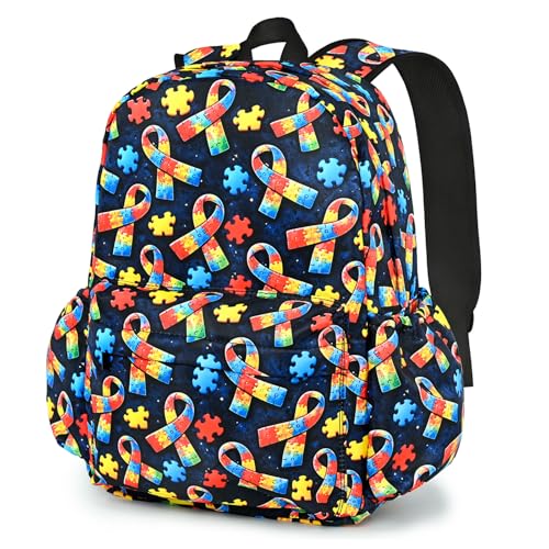 Autism Kids Backpack School Backpack Teens Bookbag for Girls Boys Hiking Camping Travel Sports - color: Autism