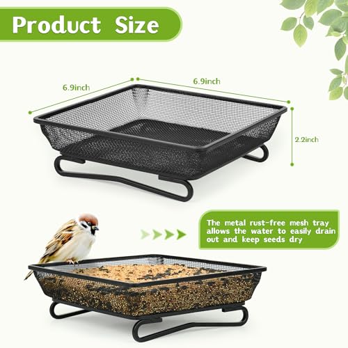 4 Pcs 7x7 Inch Metal Ground Bird Feeder Tray – Rust-Resistant Platform Feeders for Wild Birds and Squirrels – Outdoor Use in Garden, Lawn, or Patio - size: Square - 4 Pcs
