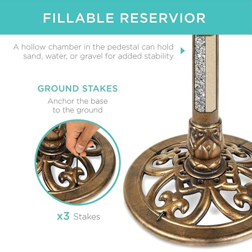 32inch Antique Bird Bath Outside Garden Weather Resistant Polyresin Backyard Expressions - color: Bronze