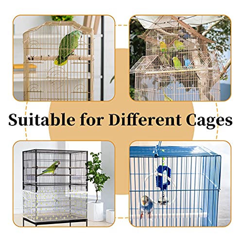 Daoeny Large Bird Cage Cover, Bird Cage Seed Catcher, Adjustable Soft Nylon Mesh Net with Daisy Pattern, Birdcage Cover Skirt Seed Guard for Parrot Parakeet Macaw Round Square Cages (White) - color: White, Daisy Design