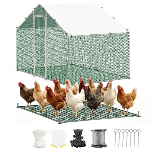 HERBAN 2026 Upgraded Large Metal Chicken Coop with All-Around Hardware Cloth, 117.6" × 79.2" × 76.8" Walk-in Outdoor Chicken Run Pen for Backyard with Cover, Spire Roof Poultry Cages for Outside - size: 117.6" × 79.2" × 76.8"