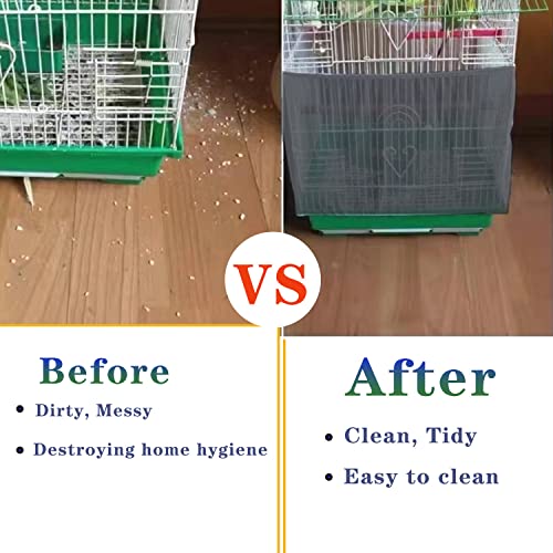 Bird Cage Seed Catcher, Large Bird Cage Skirt Guard, Adjustable Soft Nylon Mesh Bird Cage Netting for Round Square Bird Cages Circumference 60-86Inch