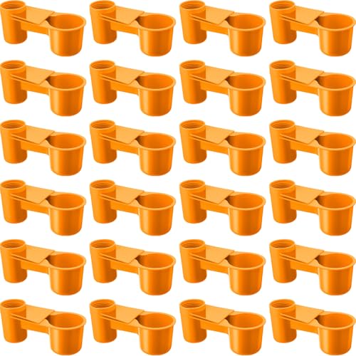 LemonRoad 24 Pcs Bird Drinker Feeder Cups Plastic Water Bottle Cup for Cage Ideal for Pigeon Bottle Chicken Quail Poultry Waterer Accessories (Yellow) - color: Yellow
