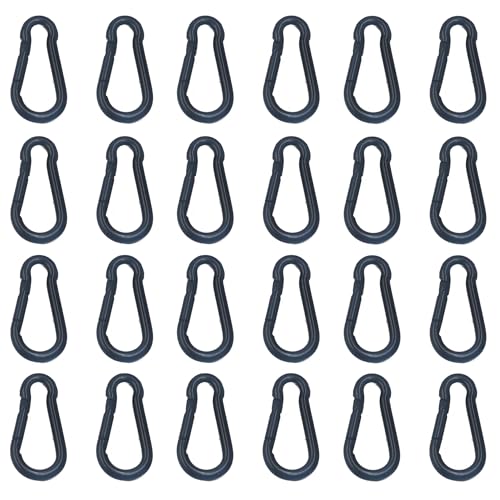 24Pcs M4 1.58 Inch Black Carabiner Clip, Heavy Duty Spring Snap Hook Rope Connector for Camping, Hiking, Fishing, Dog Leash, Bird Feeders(220 lbs Capacity)