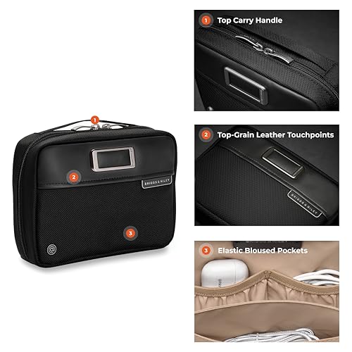 Briggs & Riley @work Tech Kit, Organized Storage Bag for Electronics, Black - color: Black, size: Small
