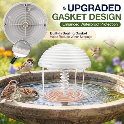 Bird Bath Water Agitator with 2 Round 99.99% Pure Copper Disk, Battery Powered Bird Bath Circulator, Quiet Waterproof Mover Keeps Water Fresh for All Season Use (Gray Spiral) - style: Gray Spiral