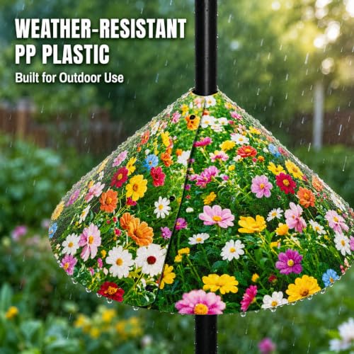 Floral Pattern Squirrel Baffle - Keep Squirrels Away and Attract Birds - Durable Cone - Shaped Squirrel - Proof Guard for Bird Feeders