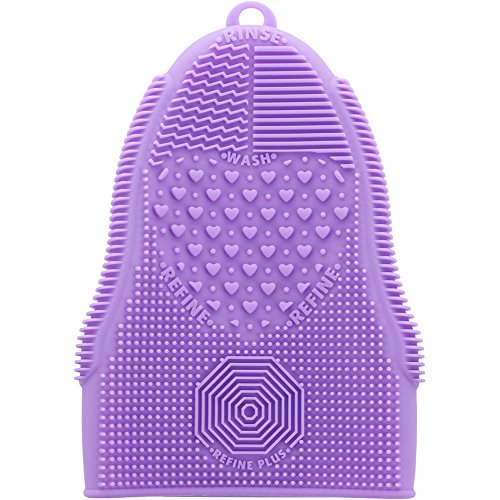Makeup Brush Cleaner Glove Mat Mitt Silicone Cosmetic Cleaning Scrubber Tool Face Brushes and Eye Brush Washing Pad Purple - color: Pruple