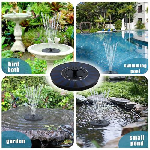 7.1" Solar Bird Bath Fountain Pump with Filter for Bird Baths | 9V/2W Solar Fountain Pump, 5 Spray Nozzles, Removable Filter Box, No Batteries Needed, Easy Outdoor Maintenance - color: Black-7.1" D